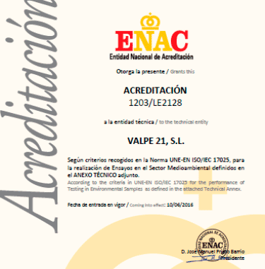 laboratorio de análisis certificado por la enac